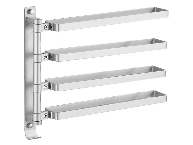  Porte serviettes murale 4 barres 180° rotatives séparation sèche humide douche cuisine argent  - Conforama C