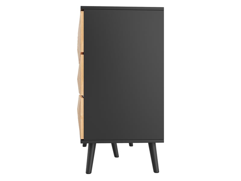  Commode 6 tiroirs à poignées invisibles pour salon en mdf 120×40×85 cm noir et bois naturel  - Conforama D