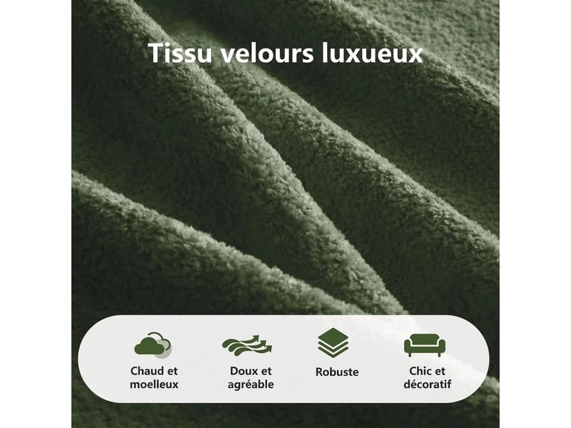  Canapé d'angle modulable 4 places mousse haute densité 32d velours doux forme ondulée verte  - Conforama W