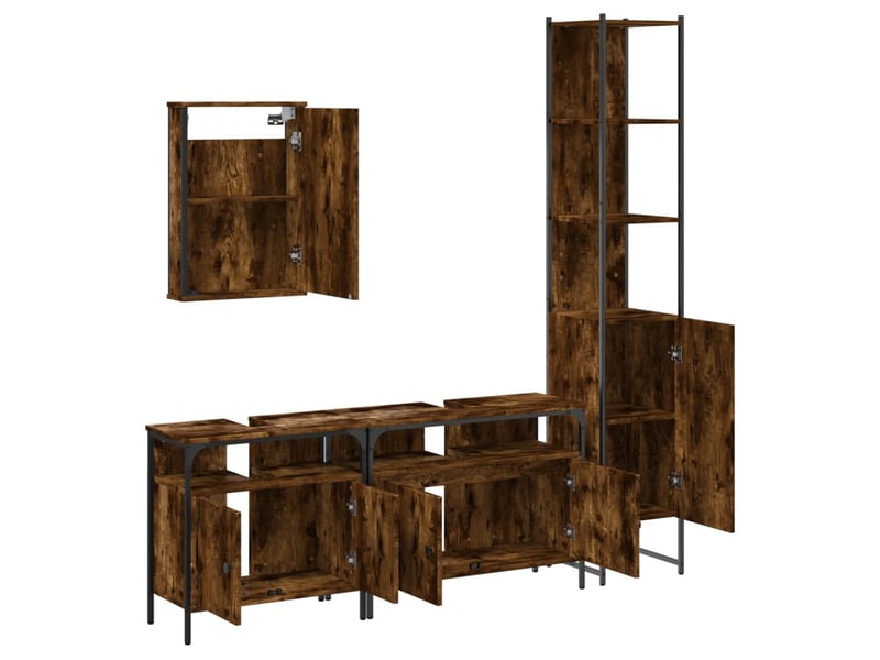 Ensemble de meubles de salle de bain 4 pcs chêne fumé bois cf63856 - Conforama D