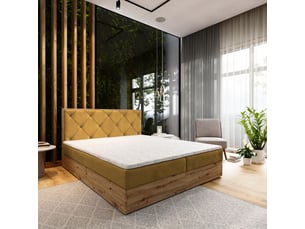 Lit avec rangement 180x200 cm <strong>MASSENO</strong>  <strong></strong> coloris jaune