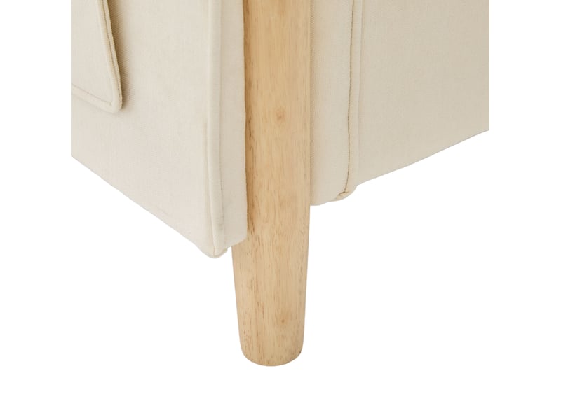 Canapé d'angle 3 places réversible en tissu beige 201 cm avec pouf de rangement, style nordique pour le salon - Conforama D