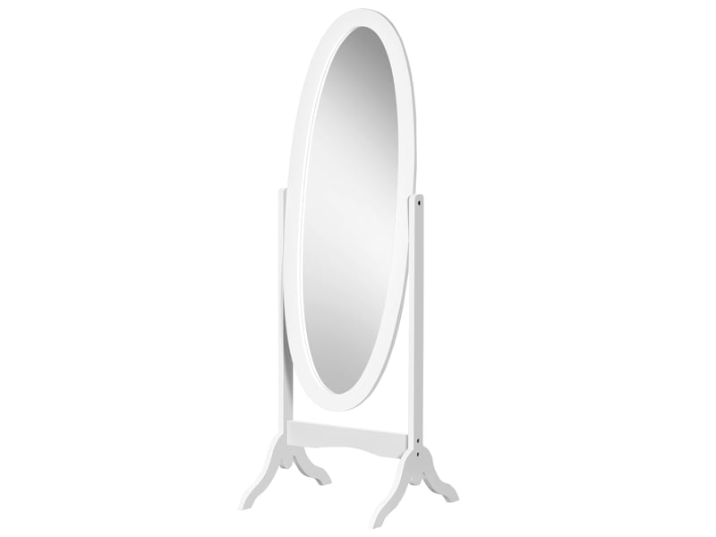  Miroir ovale sur pied pleine longueur avec inclinaison réglable, 47,5 x 45,5 x 154,5 cm, blanc  - Conforama B