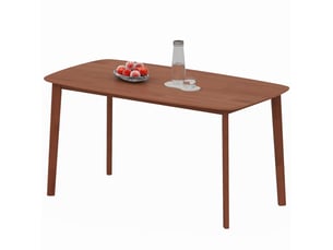 Table de salle à manger pour 6 personnes avec plateau rectangulaire et coins arrondis style rustique en bois 150×80×76 cm marron