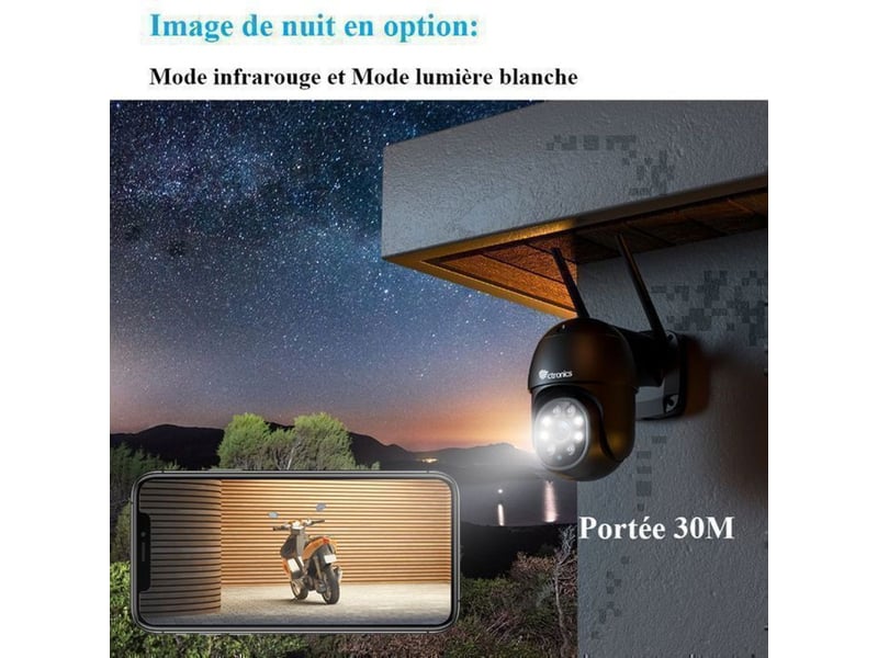  Camera wifi exterieur 2k 4mp 2 pieces vision nocturne couleur 30m ip66  - Conforama C