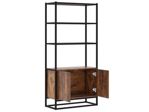 Bibliothèque de style vintage avec 3 étagères, 1 caisson en bois et une structure en métal noir 76 x 33 x 162,5 cm