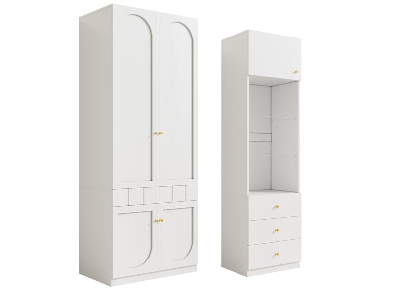  Armoire tcqpz ensemble 2 portes et vitrine 80 x 50 x 200 cm 50 x 40 x 180 cm chambre blanc mdf  - Conforama A