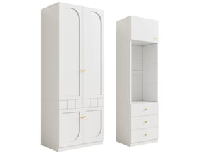 Armoire tcqpz ensemble 2 portes et vitrine 80 x 50 x 200 cm 50 x 40 x 180 cm chambre blanc mdf