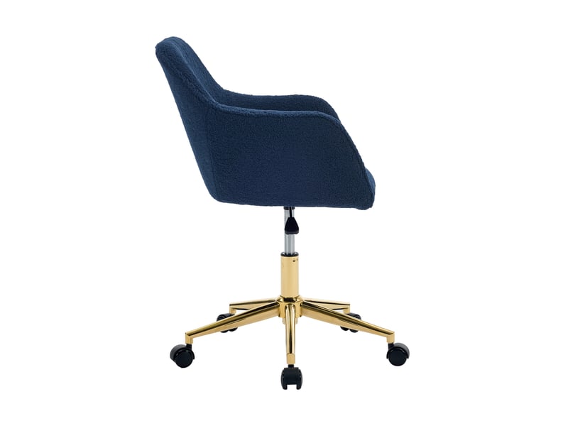  Fauteuil de bureau réglable 58x58 cm – bleu foncé – rotation 360° sur roulettes et base dorée en métal  - Conforama E