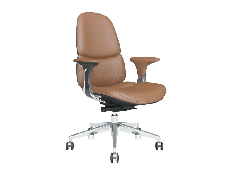  Fauteuil de bureau cuir 69x70x105 cm – marron – inclinaison verrouillable et roulettes pvc silencieuses  - Conforama C