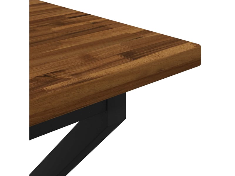 Vidaxl 70 x 70 x 75 cm bois d'acacia massif naturel et noir carré - Conforama E