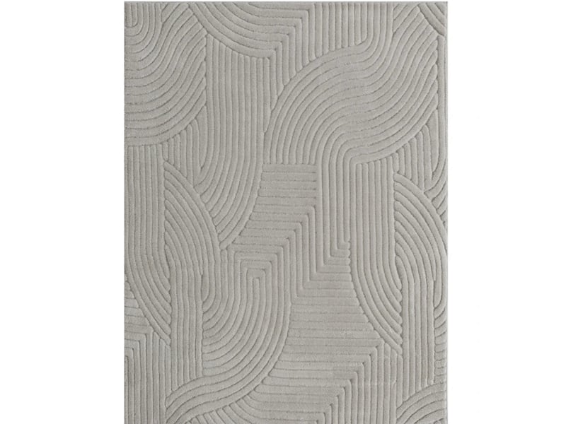  Tapis de salon géométrique à relief, poils hauts doux et antidérapant en polyester et coton gris 230 × 160 cm  - Conforama A