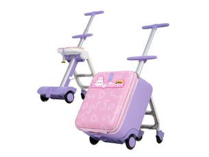 Valise enfant trotteur 4 roues poignée télescopique rose 38.88x28.68x56.79 cm