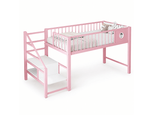 Lit mezzanine 90x200 cm RAYOFI coloris rose