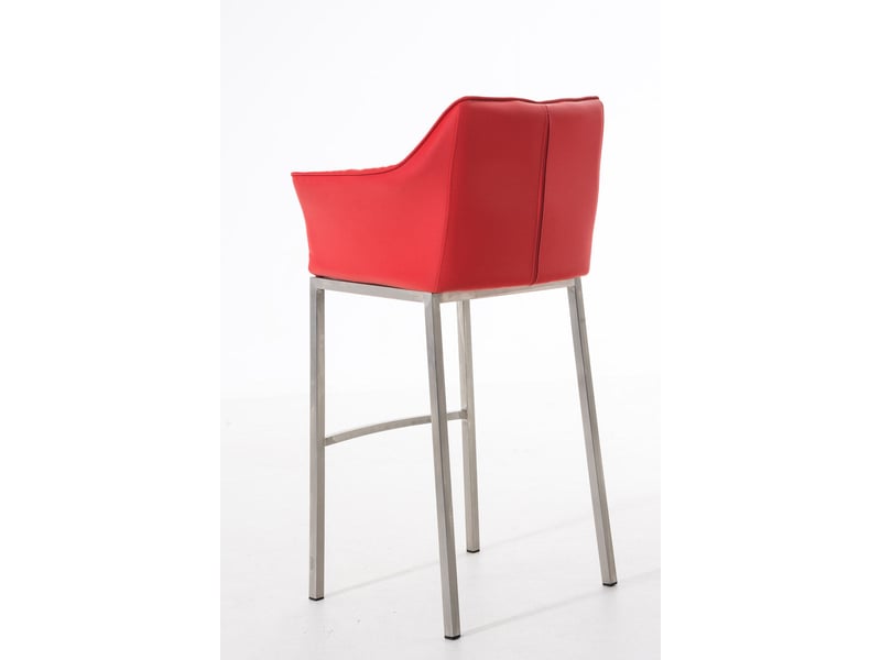  Tabouret de bar x1 en similicuir rouge avec structure en métal finition acier inoxydable hauteur d'assise 83 cm 10_0000987  - Conforama D