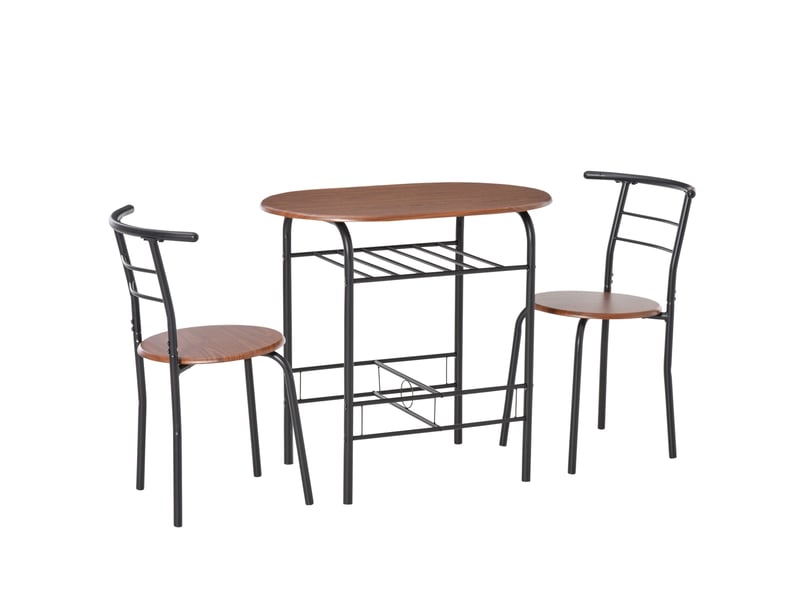  Ensemble table et 2 chaises modernes, mobilier 3 pièces peu encombrant pour cuisine, balcon, restaurant ou bar, marron et noir  - Conforama A