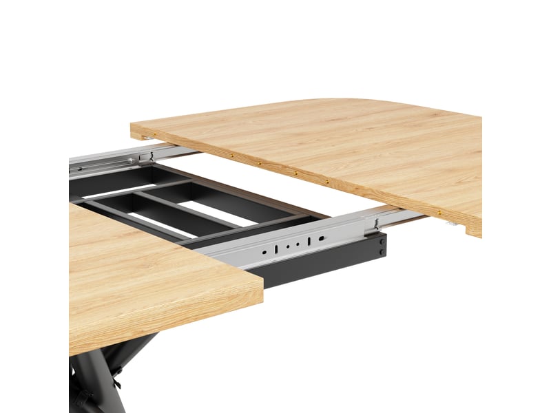  Table à manger extensible 115-155-195x115 cm pour 4 à 8 personnes, piètement en x métal, pieds réglables - chêne  - Conforama D