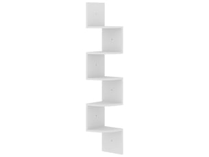 Étagère d'angle flottante, étagère murale blanc 19x19x123 cm bois d'ingénierie cf41384