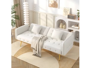 Canapé droit convertible <strong>MODENVIE</strong> <strong></strong> 2 places Velours blanc