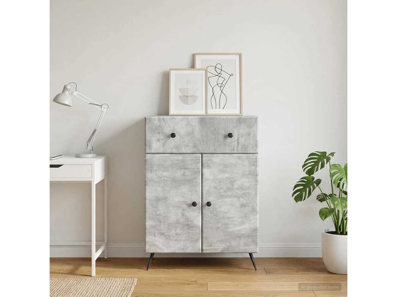  Buffet - bahut - meuble de rangement gris béton 66 x 34,5 x 90 cm bois d'ingénierie  - Conforama B
