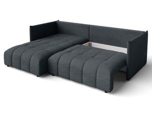 Canapé d'angle réversible convertible <strong>AX LIVING </strong> <strong>Gaziante</strong> 4 places Velours gris avec coffre de rangement