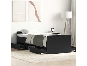Lit adulte, lit simple, cadre de lit chêne noir 193x78x50cm bois d'ingénierie cf6102