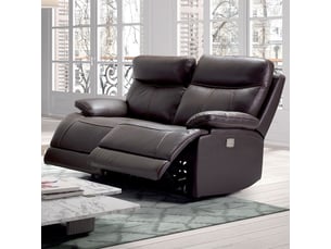 Canapé droit relax électrique <strong>ALTOBUY</strong> <strong>BALIOS</strong> 2 places Assise Cuir / Caisse PU marron