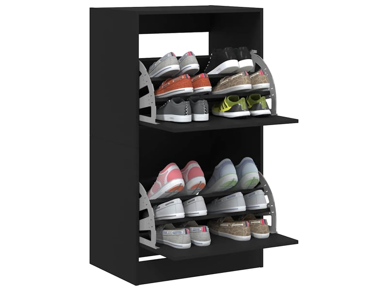  Meuble à chaussure | armoire à chaussures 2 tiroirs rabattables noir 60x42x108 cm  - Conforama D