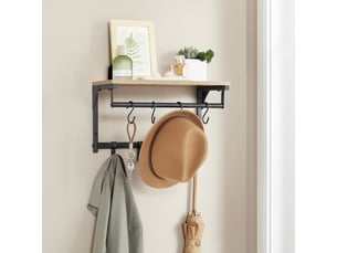 Étagère murale porte-manteau industrielle chêne et noir