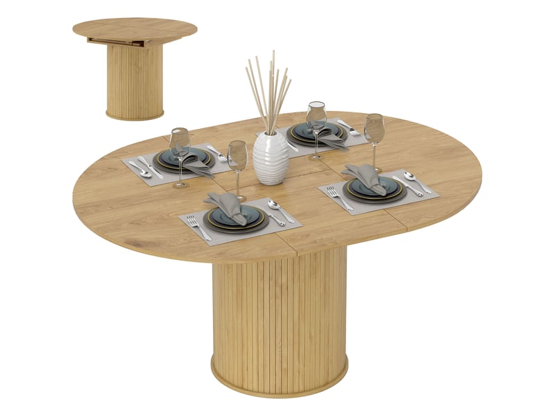 Table à manger extensible, table de cuisine, pour 6 à 8 personnes, 110-150 x 75 cm, effet bois naturel - Conforama A