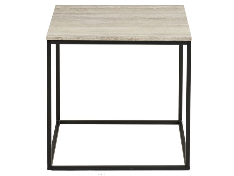 Chic-table d'appoint décor travertin et métal 45x45 cm  - Conforama D