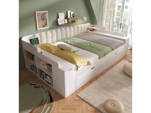 Lit banquette 140x190 cm <strong>MODERNLUXE</strong> <strong></strong> coloris blanc