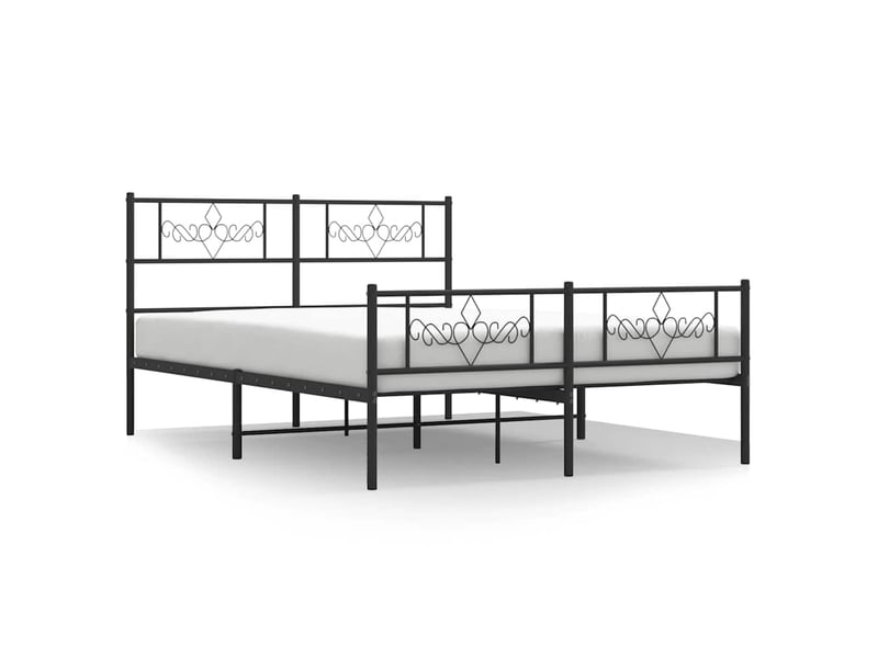  Lit double- lit adulte -  cadre de lit métal sans matelas avec pied de lit noir 135x190cm  - Conforama A
