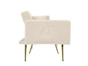 Canapé 2 places, transformable en lit, avec rangement intégré, avec rembourrage mousse, coloris beige, l175 x p64 x h72 cm