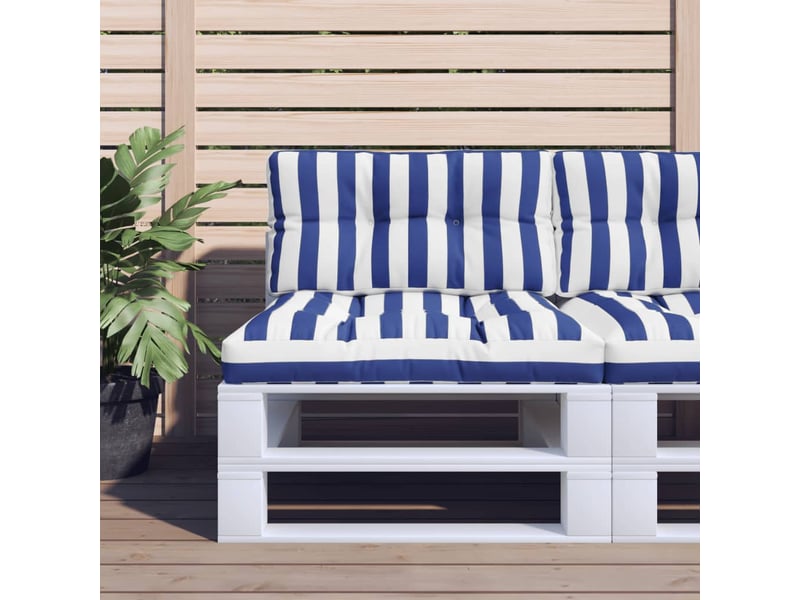  Coussin de palette, coussin de chaise, coussin de canapé rayures bleues et blanches 80x40x12 cm tissu cf55425  - Conforama B