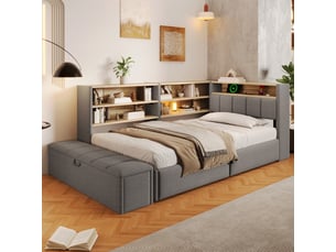 Lit banquette 90x200 cm <strong>MODERNLUXE</strong> <strong></strong> coloris gris