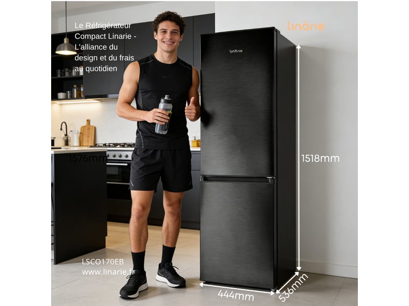 Linarie lsco170eb réfrigérateur congélateur combiné 170 litres 2 portes noir classe e - Conforama D