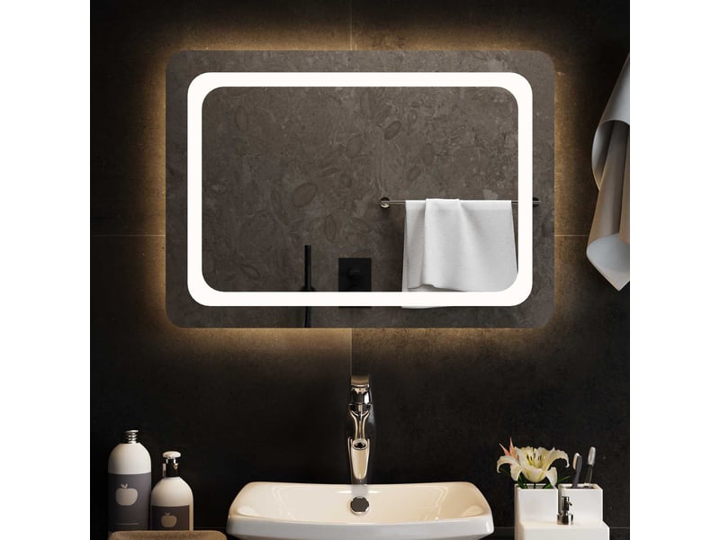 Miroir de salle de bain, miroir de toilette led transparent 70 x 50 cm verre trempé cf62606 - Conforama C