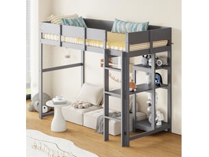 Lit mezzanine 90x200 cm <strong>HAUSS SPOLE</strong> <strong></strong> coloris gris