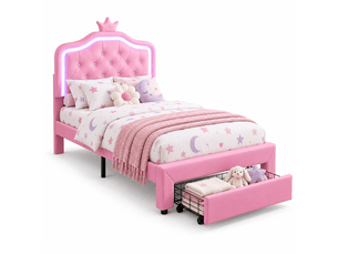 Lit avec rangement 90x200 cm YELENARO coloris rose