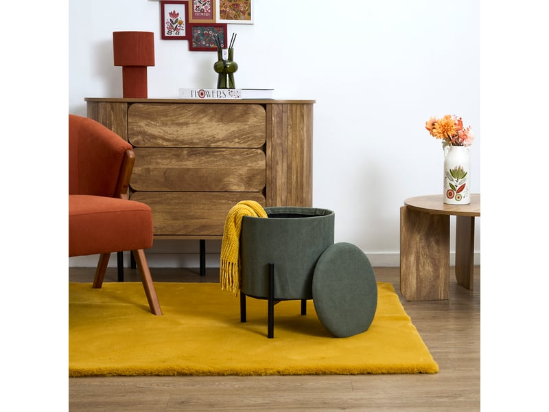 Lot de 4 poufs - home deco factory - jules - rangement - cotelet - vert  - Conforama E