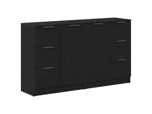 Buffet - bahut - meuble de rangement chêne noir 120 x 30 x 70 cm bois d'ingénierie
