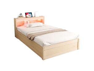 Lit coffre 90x200 cm SOGEU   coloris bois clair