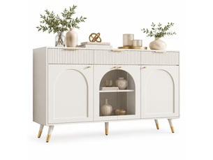Buffet 4 porte(s)  3 tiroir(s) OKMYHOME  - 140 cm coloris blanc 