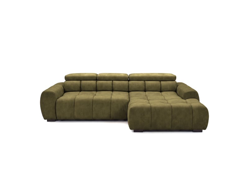  Canapé d'angle aldo avec fonction couchage, côté droit, tissu salvador wr, vert (10)  - Conforama C
