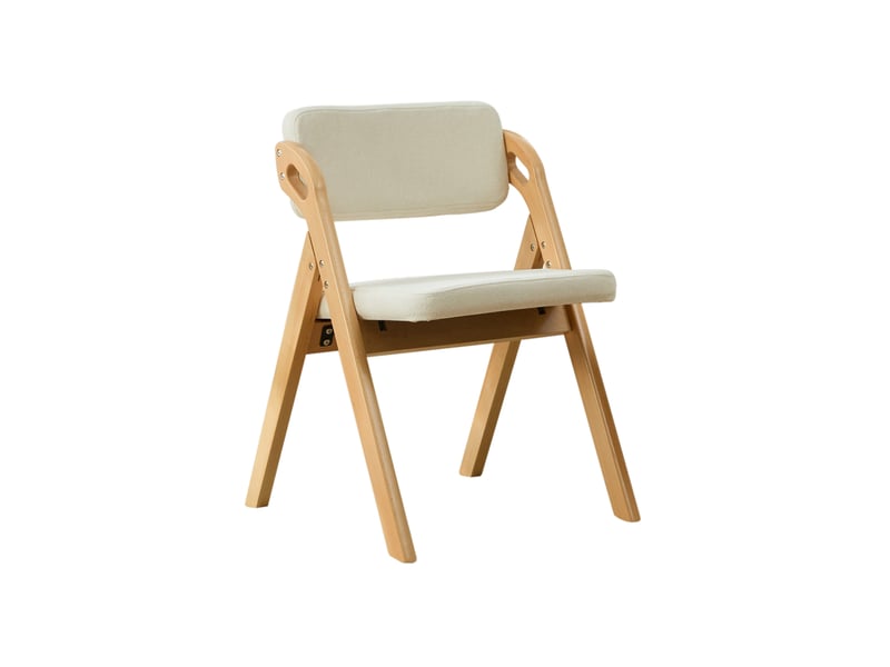  Chaises pliantes pour salle à manger avec assise rembourrée en bois de hêtre (lot de 4) - beige  - Conforama A