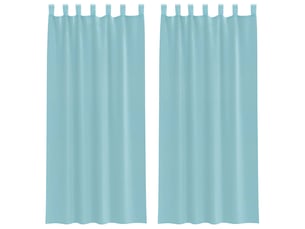 Lot de 2 rideaux en voile, voilages avec passe-tringles turquoise cf44497