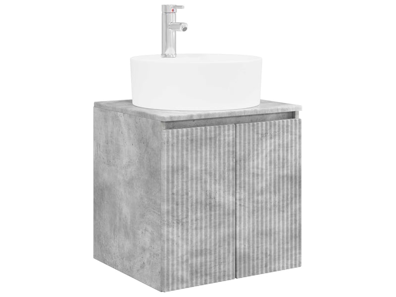  Vanité de lavabo mural, meuble de rangement gris béton 49.5x44.5x65 cm shl4629  - Conforama A