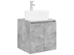 Vanité de lavabo mural, meuble de rangement gris béton 49.5x44.5x65 cm shl4629