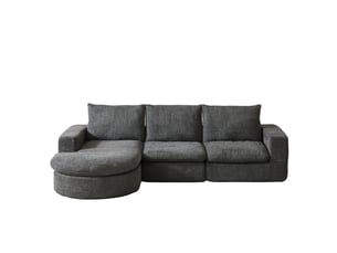 Canapé d'angle compressé réversible fixe <strong>BGSRYAO</strong> <strong></strong> 3 places Tissu Gris